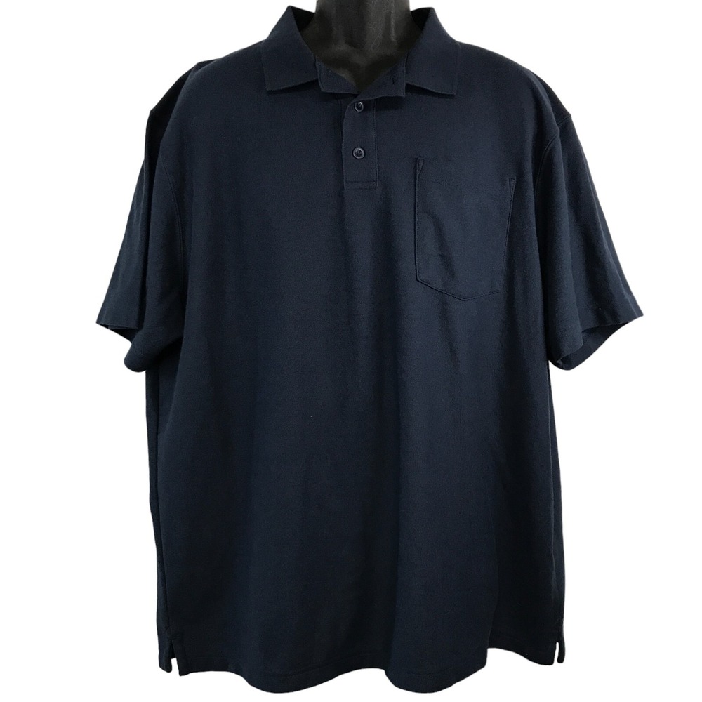 Carhartt Mens XL Loose Fit Polo Shirt Navy Blue Short Sleeve Pocket Pique Knit